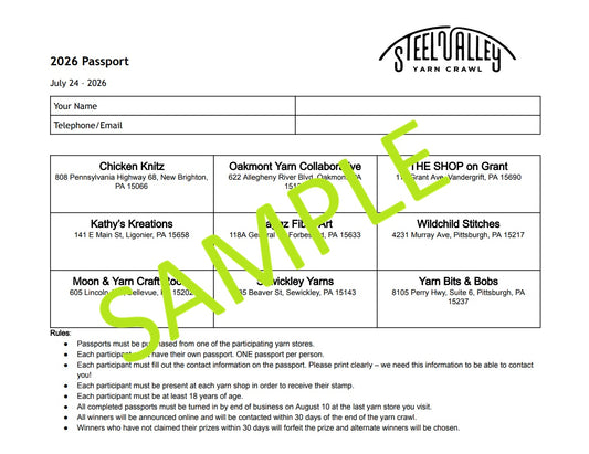 2026 Steel Valley Yarn Crawl Passport